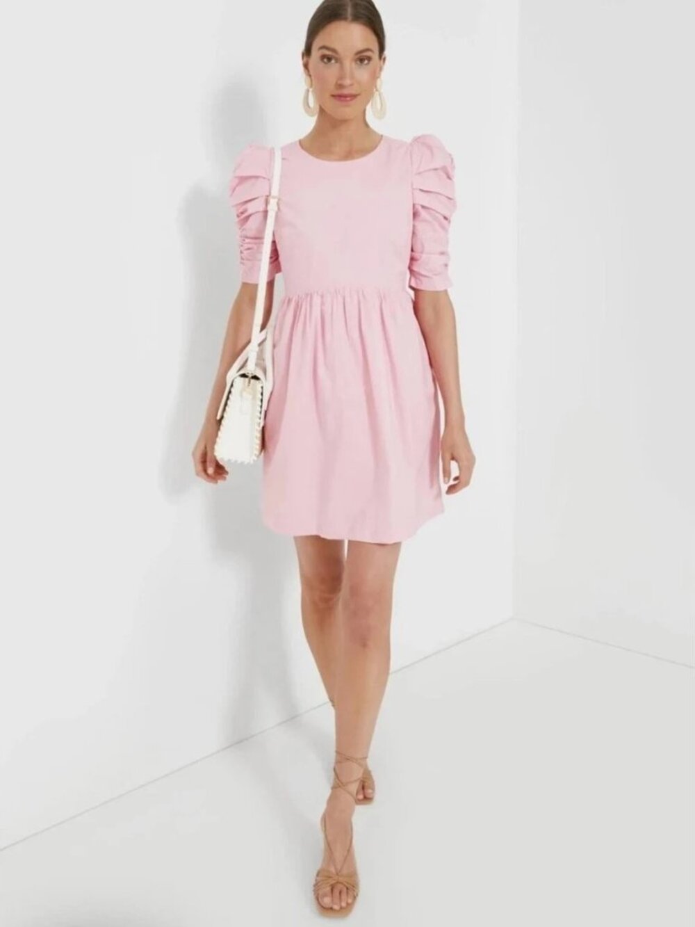 Hyacinth House by Tuckernuck Ruched Puff Sleeve Barbie Mini Dress Size XL